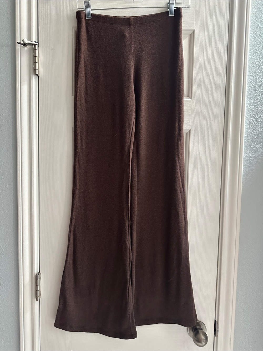 Reformation Chocolate Brown Flare Knit Pants XS Comfy Casual Autumn